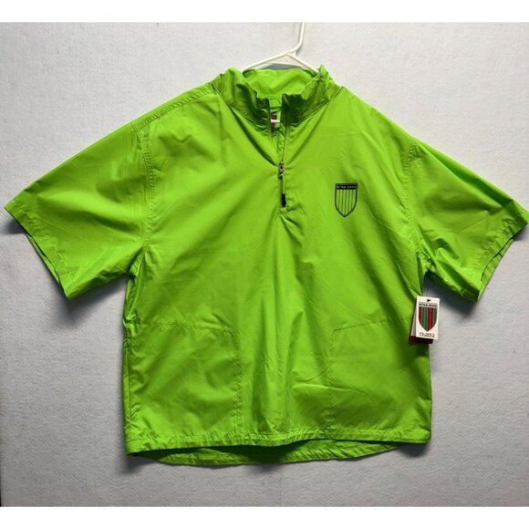 Faldo Mens Vivid Green Golf Windbreaker Half-Zip Lightweight Water-Resistant LG - Picture 1 of 12